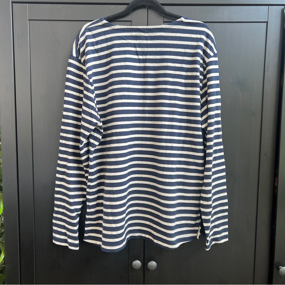 J. Crew Navy Cream Breton Striped Marinière Cotton Knit Shirt Men’s Size Large - Picture 5 of 5